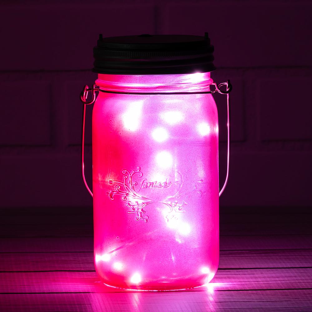  Fantado Wide Mouth Fuchsia / Hot Pink Mason Jar Luminaria Light w/ Hanging Cool White Fairy LED Kit - AsianImportStore.com - B2B Wholesale Lighting and Decor