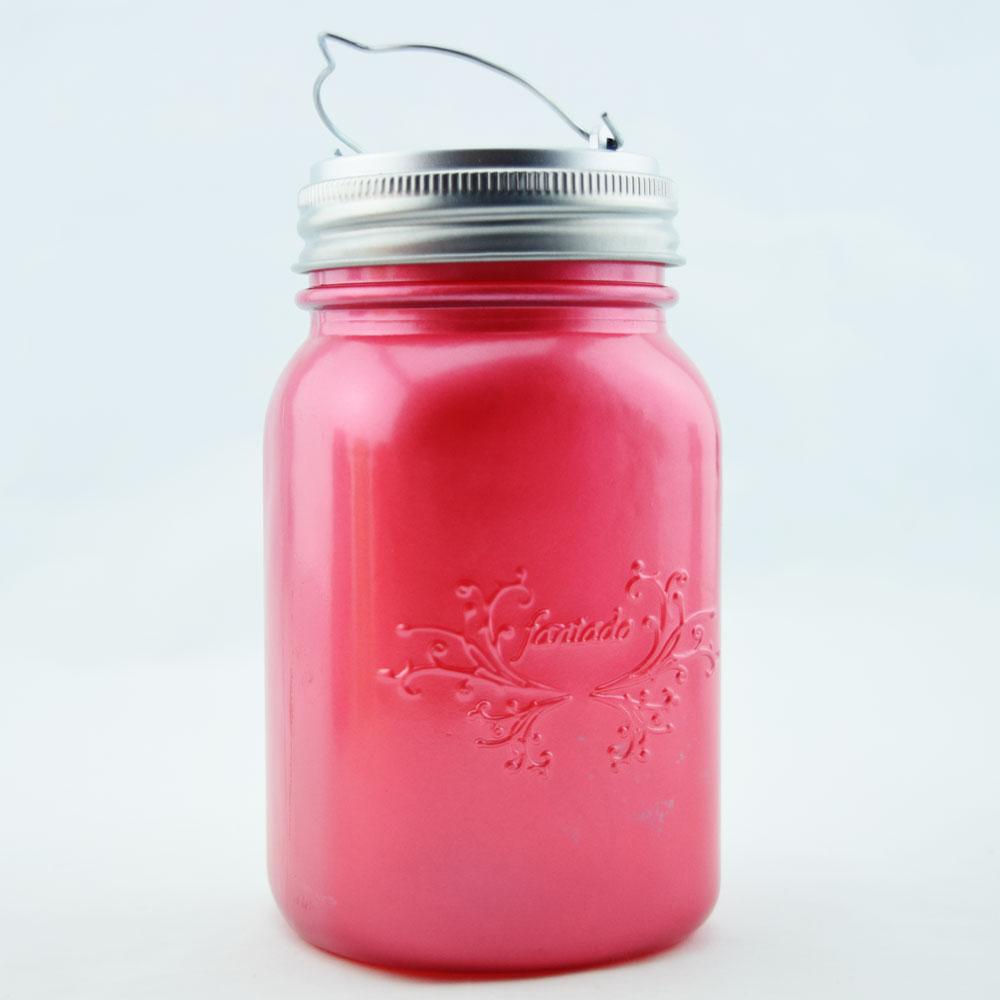  Fantado Wide Mouth Fuchsia / Hot Pink Mason Jar Luminaria Light w/ Hanging Warm White Fairy LED Kit - AsianImportStore.com - B2B Wholesale Lighting and Decor