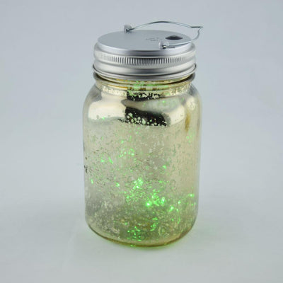 Fantado Wide Mouth Gold Mercury Glass Mason Jar Light w/ Hanging Green Fairy LED Kit - AsianImportStore.com - B2B Wholesale Lighting and Decor