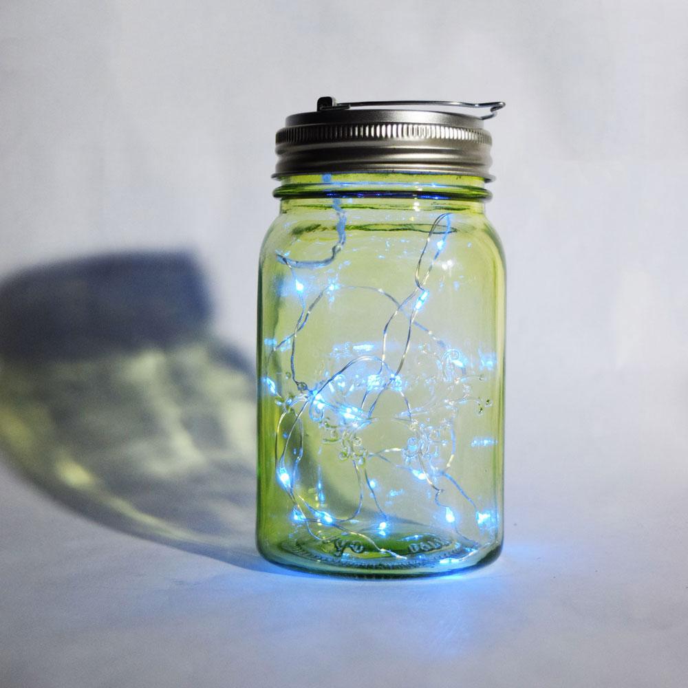 BULK PACK (6) Fantado Wide Mouth Lime Green Mason Jar Lights w/ Hanging Blue Fairy LED Kit - AsianImportStore.com - B2B Wholesale Lighting and Decor
