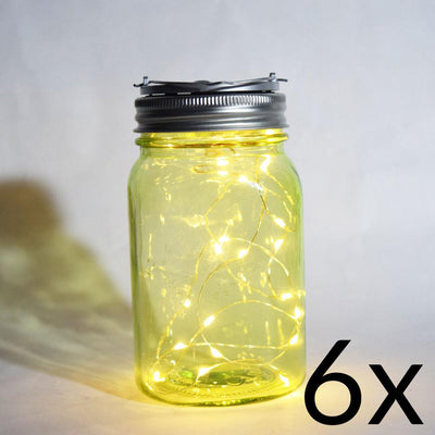 BULK PACK (6) Fantado Wide Mouth Lime Green Mason Jar Lights w/ Hanging Warm White Fairy LED Kit - AsianImportStore.com - B2B Wholesale Lighting and Decor
