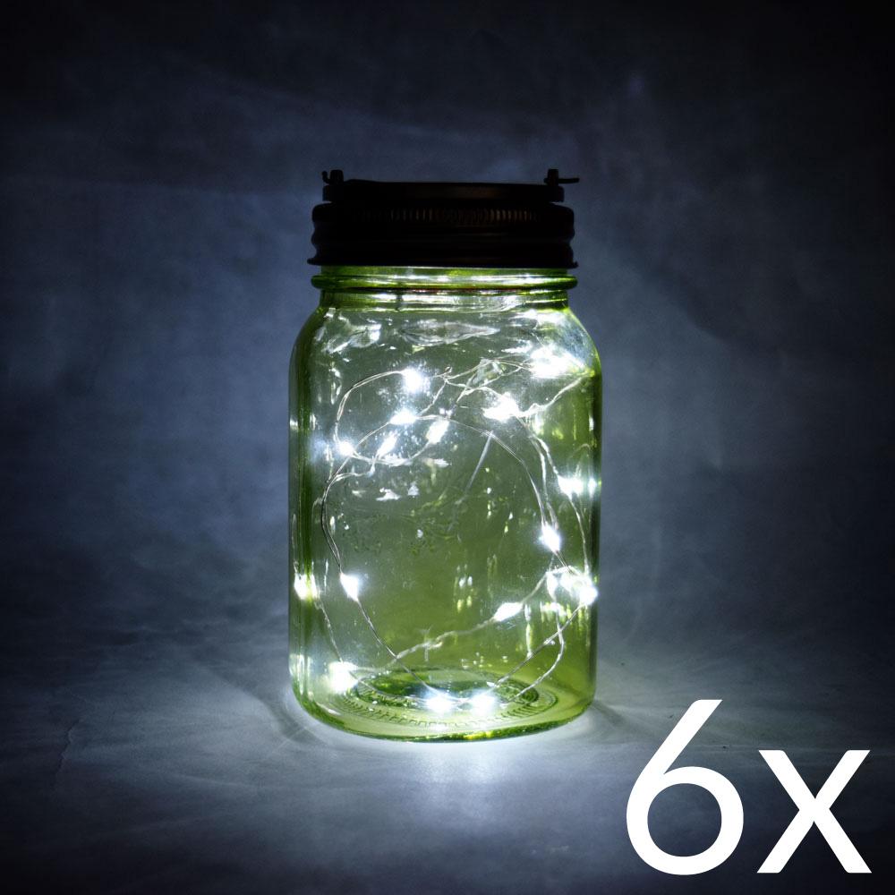 BULK PACK (6) Fantado Wide Mouth Lime Green Mason Jar Lights w/ Hanging Cool White Fairy LED Kit - AsianImportStore.com - B2B Wholesale Lighting and Decor