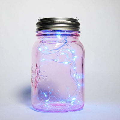 BULK PACK (6) Fantado Wide Mouth Lights Pink Mason Jar Lights w/ Hanging Blue Fairy LED Kit - AsianImportStore.com - B2B Wholesale Lighting and Decor