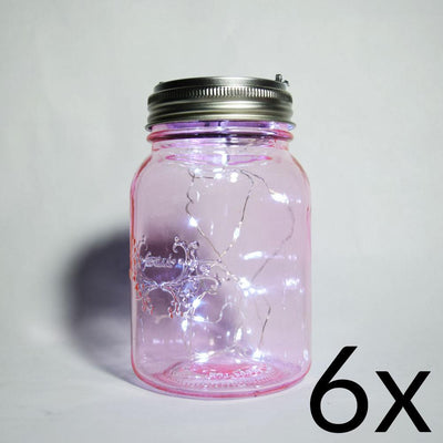 BULK PACK (6) Fantado Wide Mouth Lights Pink Mason Jar Lights w/ Hanging Cool White Fairy LED Kit - AsianImportStore.com - B2B Wholesale Lighting and Decor