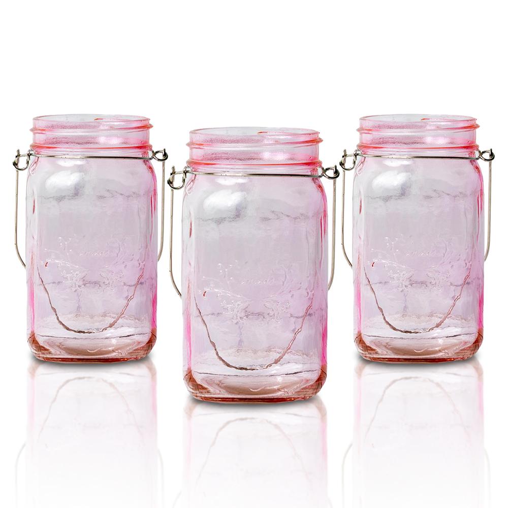 (24-Pack Master Case) Fantado Wide Mouth Light Pink Mason Jar w/ Handle, 32oz - AsianImportStore.com - B2B Wholesale Lighting and Decor