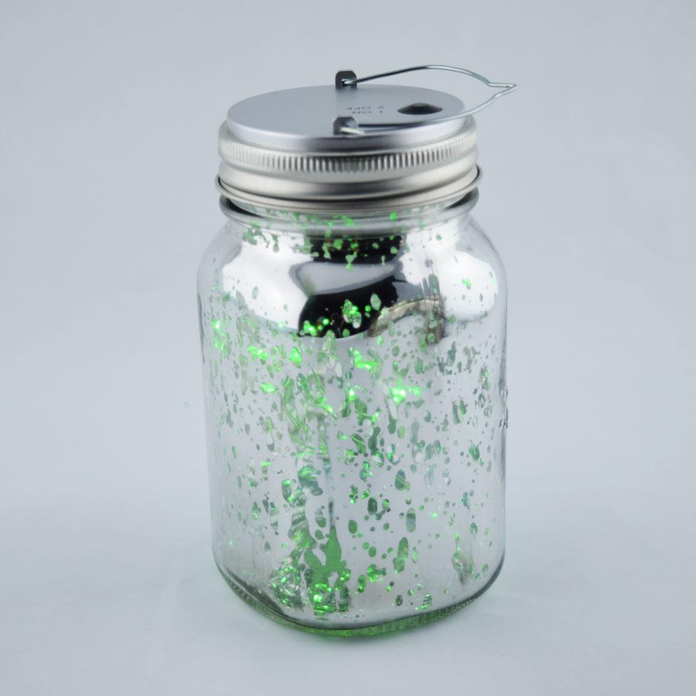 Fantado Wide Mouth Silver Mercury Glass Mason Jar Light w/ Hanging Green Fairy LED Kit - AsianImportStore.com - B2B Wholesale Lighting and Decor