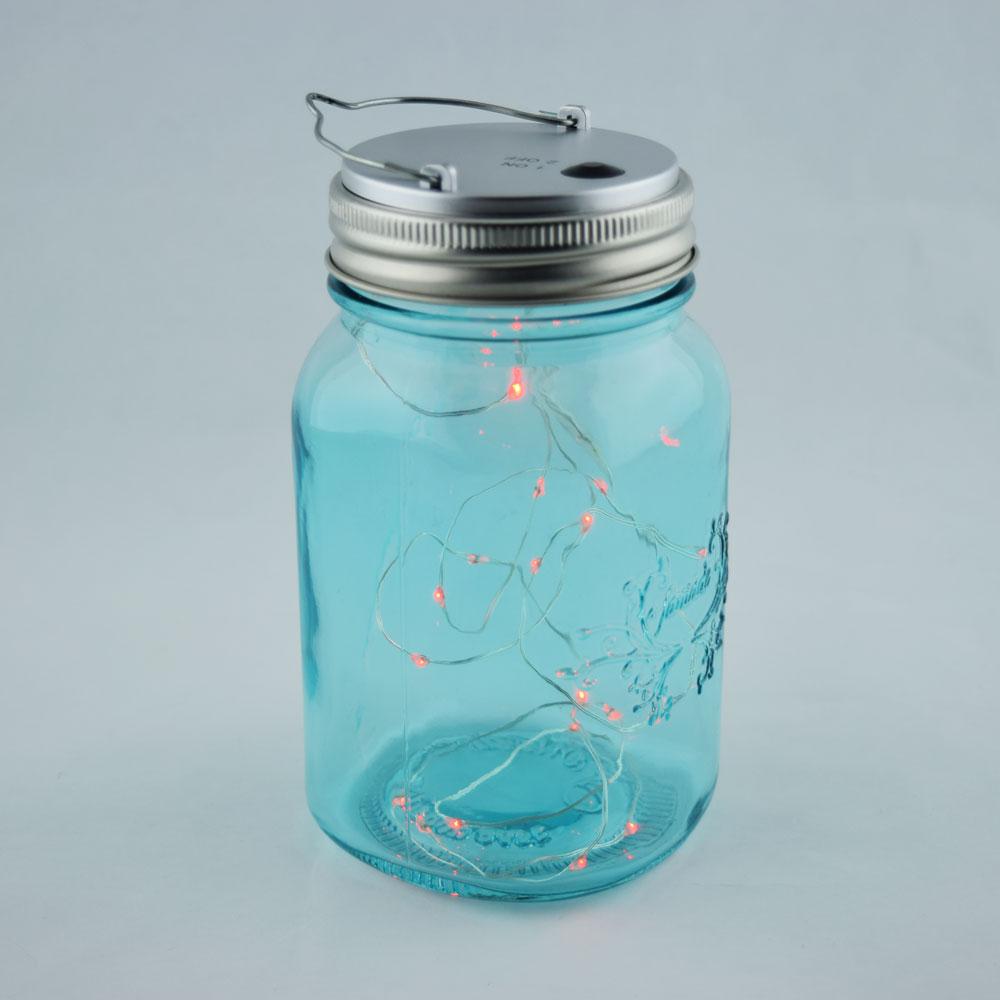 Fantado Wide Mouth Water Blue Mason Jar Light w/ Hanging Red Fairy LED Kit - AsianImportStore.com - B2B Wholesale Lighting and Decor