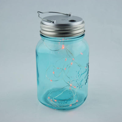 Fantado Wide Mouth Water Blue Mason Jar Light w/ Hanging Red Fairy LED Kit - AsianImportStore.com - B2B Wholesale Lighting and Decor