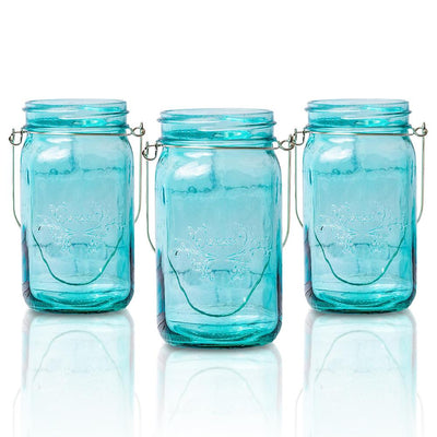 (24-Pack Master Case) Fantado Wide Mouth Water Blue Mason Jar w/ Handle, 32oz - AsianImportStore.com - B2B Wholesale Lighting and Decor