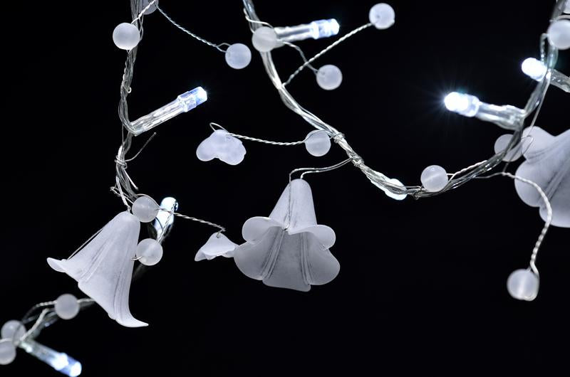 20 LED Garland Light Chain w/ Plastic Flowers and Beads - AsianImportStore.com - B2B Wholesale Lighting and Decor