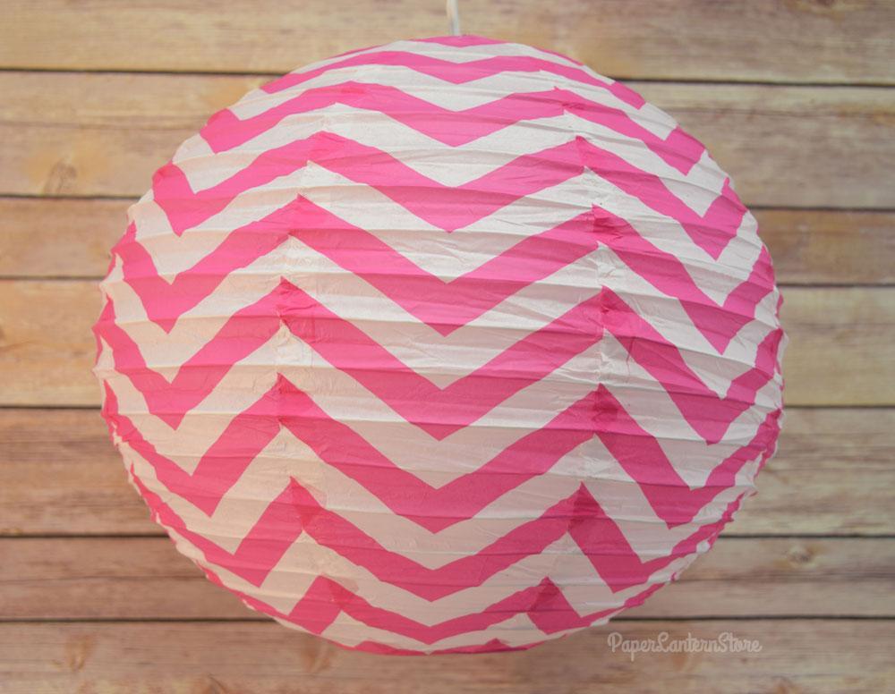 14" Fuchsia Chevron Paper Lantern, Even Ribbing, Hanging Decoration (50 PACK) - AsianImportStore.com - B2B Wholesale Lighting and Décor