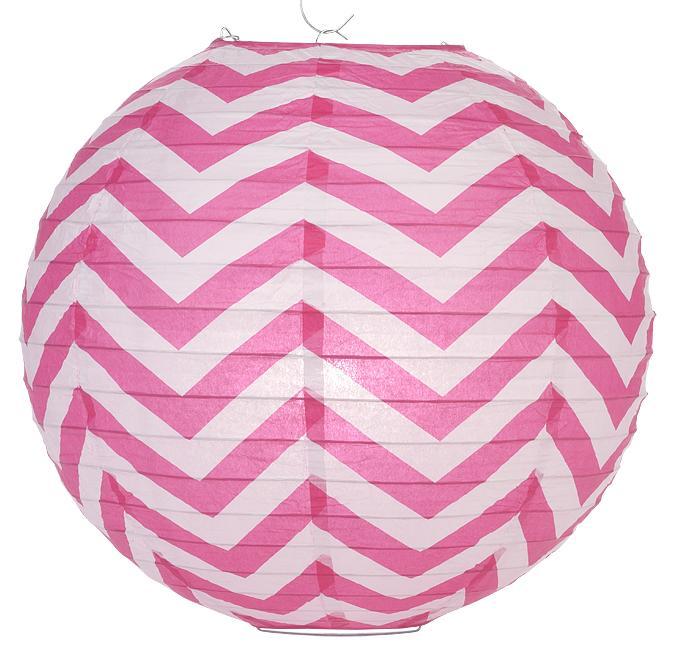 14" Fuchsia Chevron Paper Lantern, Even Ribbing, Hanging Decoration (50 PACK) - AsianImportStore.com - B2B Wholesale Lighting and Décor
