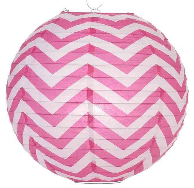 14" Fuchsia Chevron Paper Lantern, Even Ribbing, Hanging Decoration (50 PACK) - AsianImportStore.com - B2B Wholesale Lighting and Décor