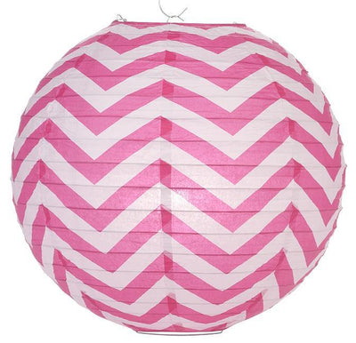 14" Fuchsia Chevron Paper Lantern, Even Ribbing, Hanging Decoration (50 PACK) - AsianImportStore.com - B2B Wholesale Lighting and Décor