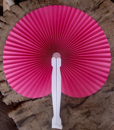 9" Fuchsia / Hot Pink Accordion Paper Hand Fan for Weddings (10 Pack) - AsianImportStore.com - B2B Wholesale Lighting and Decor