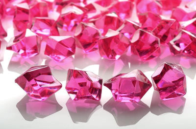 (Discontinued) (46 PACK) Fuchsia Gemstones Acrylic Crystal Wedding Table Scatter Confetti Vase Filler (3/4 lb Bag)