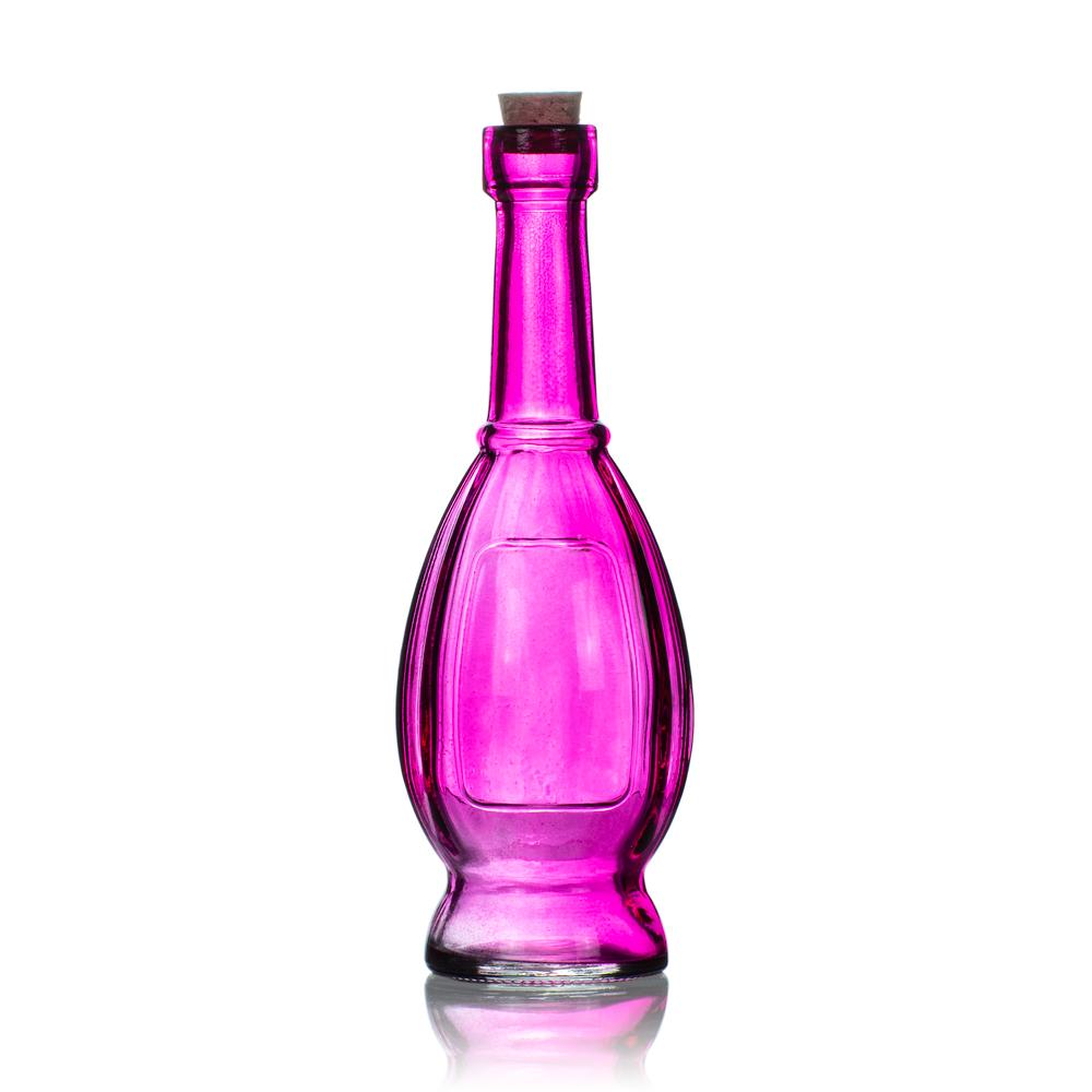 6.5" Vera Fuchsia Vintage Glass Bottle with Cork - DIY Wedding Flower & Bud Vases - AsianImportStore.com - B2B Wholesale Lighting and Decor