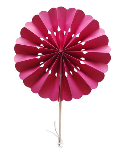 (Discontinued) (100 PACK) 8" Fuchsia / Hot Pink Pinwheel Paper Hand Fans for Weddings