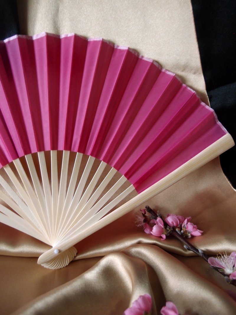 9" Fuchsia / Hot Pink Silk Hand Fans for Weddings (10 Pack) - AsianImportStore.com - B2B Wholesale Lighting and Decor