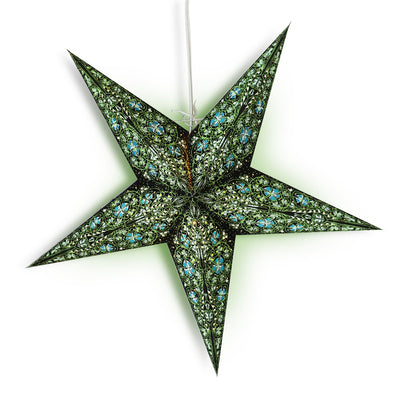 24" Green / Black Garden Paper Star Lantern, Hanging Wedding & Party Decoration - AsianImportStore.com - B2B Wholesale Lighting and Decor