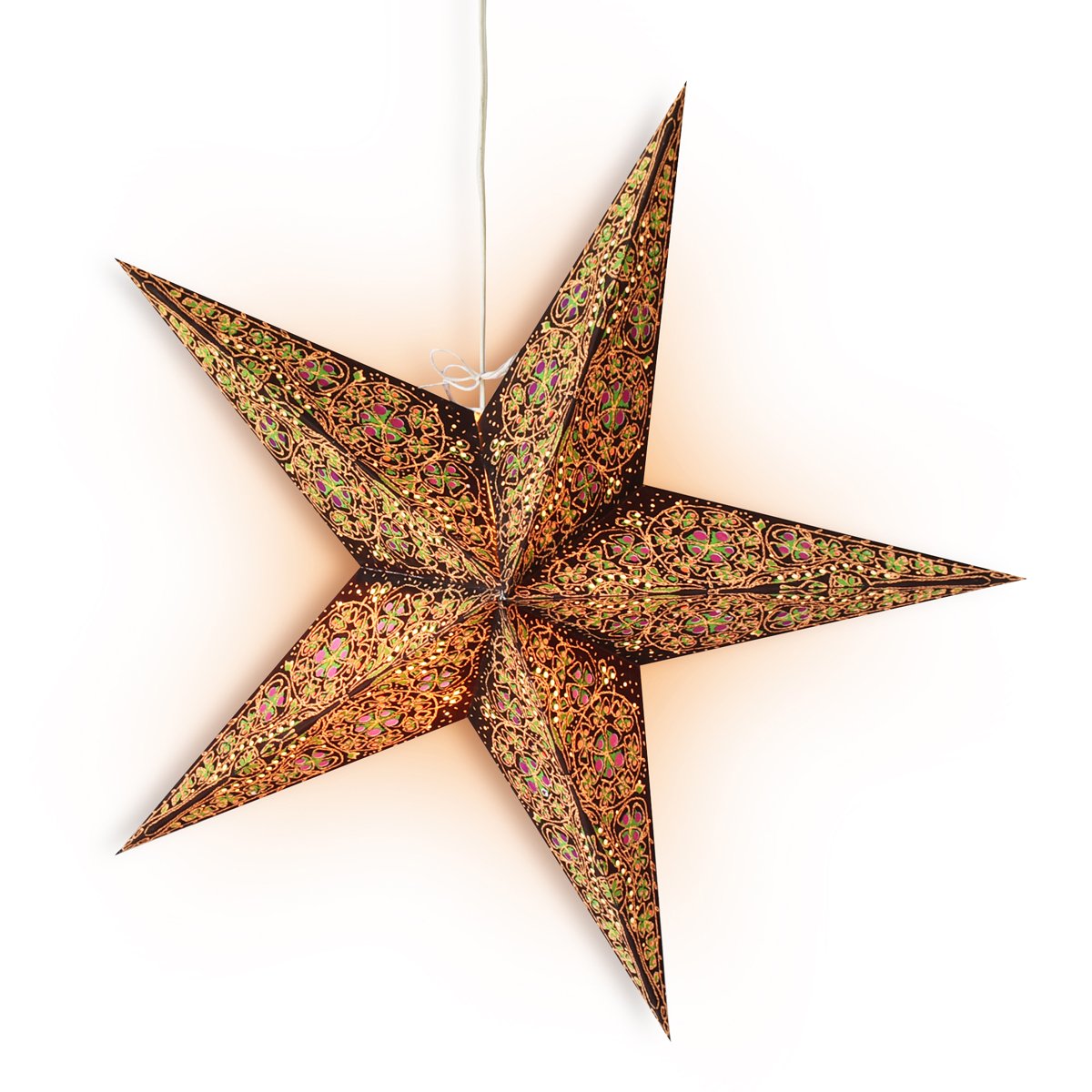 24" Brown / Gold Garden Paper Star Lantern, Hanging Wedding & Party Decoration - AsianImportStore.com - B2B Wholesale Lighting and Decor