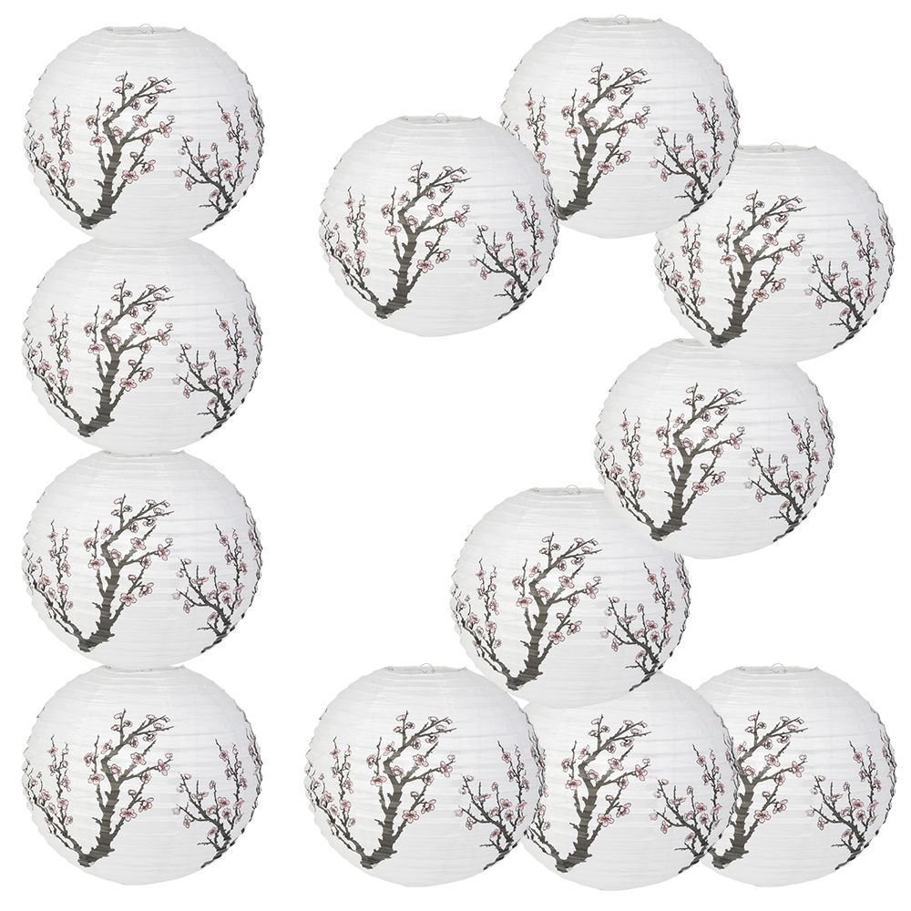 12 PACK | Cherry Blossom / Sakura Paper Lantern - AsianImportStore.com - B2B Wholesale Lighting and Decor