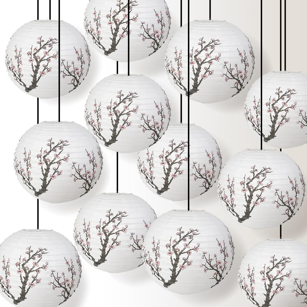 12 PACK | Cherry Blossom / Sakura Paper Lantern - AsianImportStore.com - B2B Wholesale Lighting and Decor