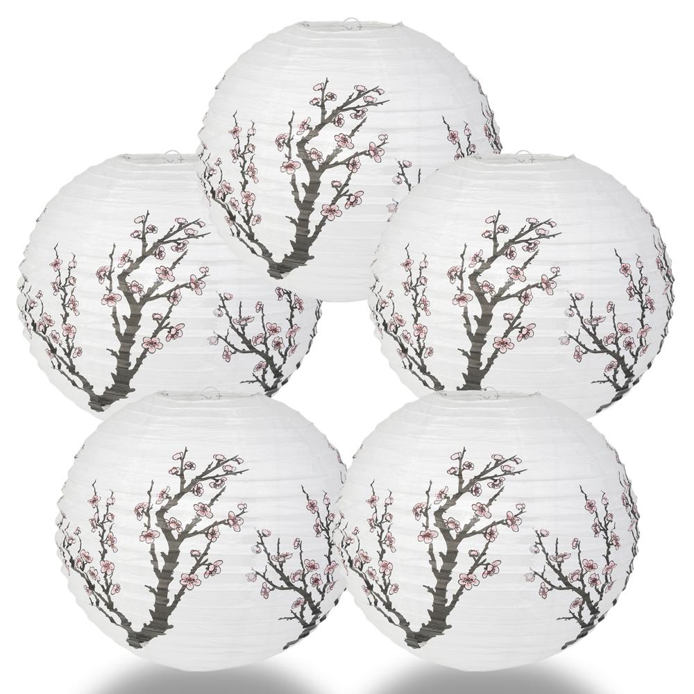 5 PACK | Cherry Blossom / Sakura Paper Lantern - AsianImportStore.com - B2B Wholesale Lighting and Decor