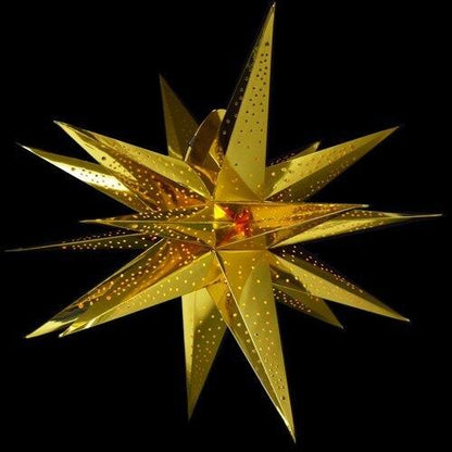 3-PACK + Cord | Gold Moravian Multi-Point 24" Illuminated Paper Star Lanterns and Lamp Cord Hanging Decorations - AsianImportStore.com - B2B Wholesale Lighting and Decor