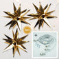 3-PACK + Cord | Gold Moravian Multi-Point 24" Illuminated Paper Star Lanterns and Lamp Cord Hanging Decorations - AsianImportStore.com - B2B Wholesale Lighting and Decor