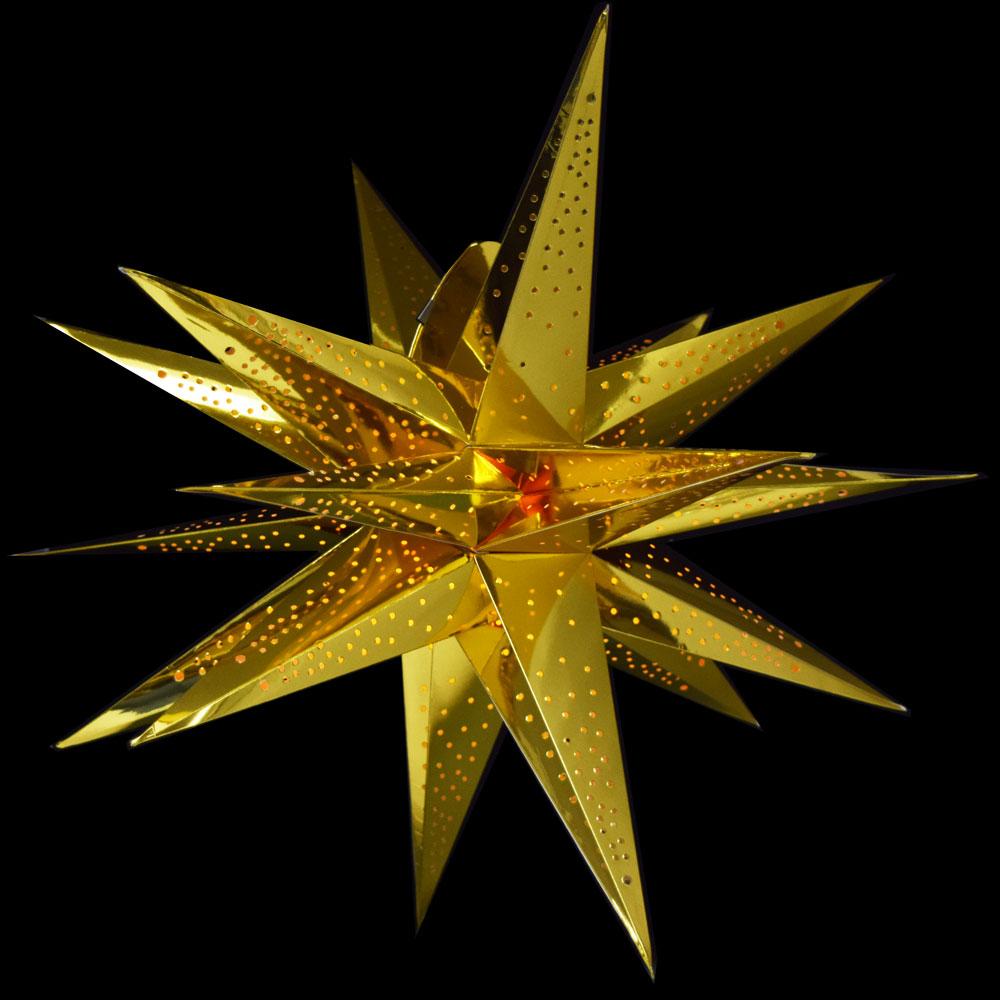 24" Moravian Glossy Gold Multi-Point Paper Star Lantern Lamp, Hanging - AsianImportStore.com - B2B Wholesale Lighting and Decor