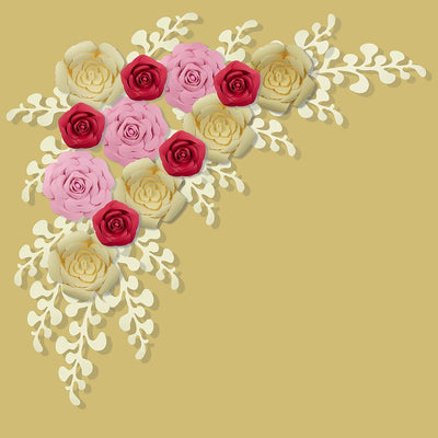 (Discontinued) (24 PACK) Premium Large 12" Pre-made Vanilla Cream Beige Garden Rose Paper Flower Backdrop Wall Decor for Weddings, Photo Shoots, Birthday Parties and more