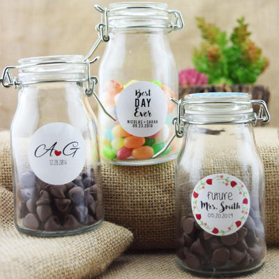 4.5" Round Apothecary Craft Glass Jar Party Favor with Hinged Clamp Lids (12 PACK) - AsianImportStore.com - B2B Wholesale Lighting and Decor