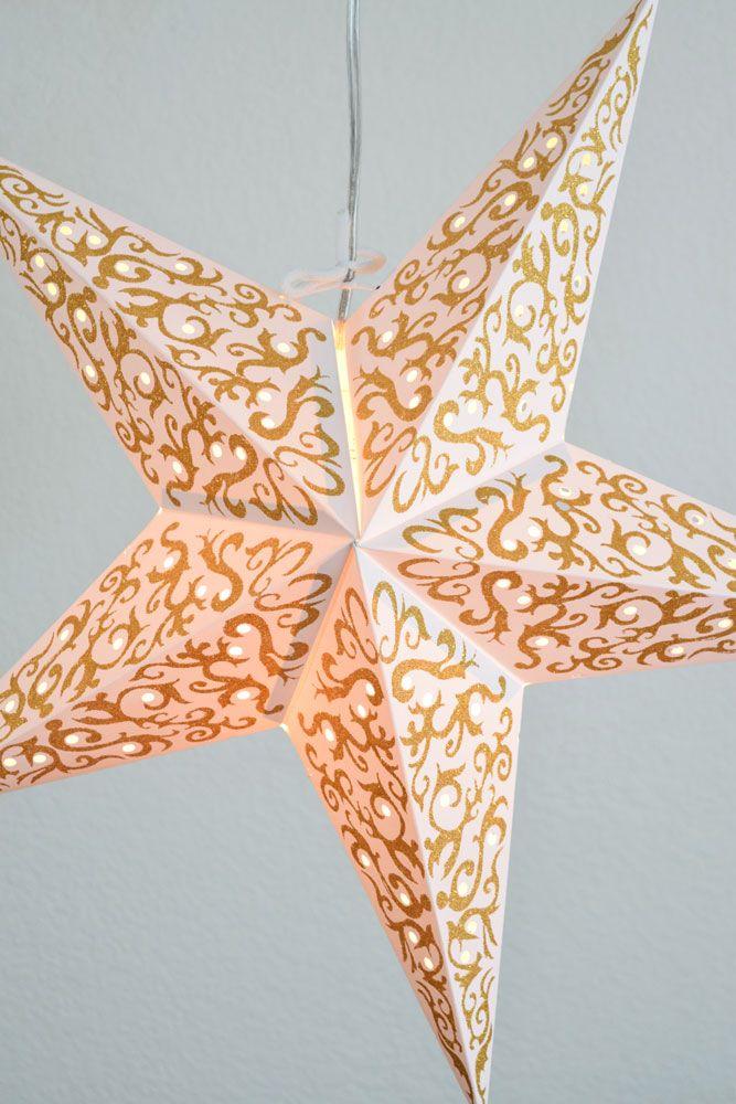 24" Gold Bramble Glitter Paper Star Lantern, Hanging - AsianImportStore.com - B2B Wholesale Lighting and Decor