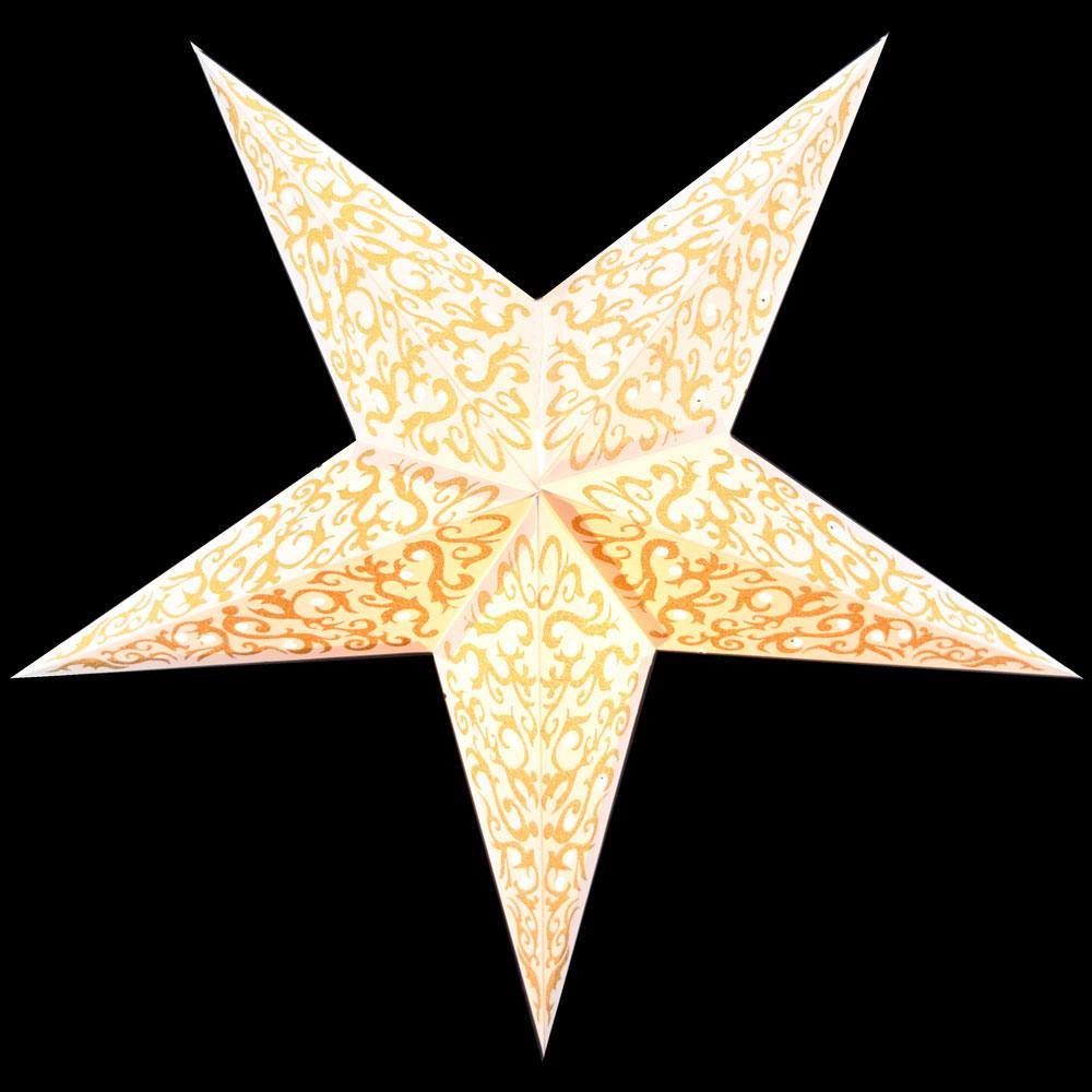 24" Gold Bramble Glitter Paper Star Lantern, Hanging - AsianImportStore.com - B2B Wholesale Lighting and Decor