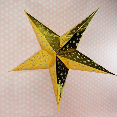 26" Gold Foil Cut-Out Paper Star Lantern, Chinese Hanging Wedding & Party Decoration - AsianImportStore.com - B2B Wholesale Lighting & Decor since 2002