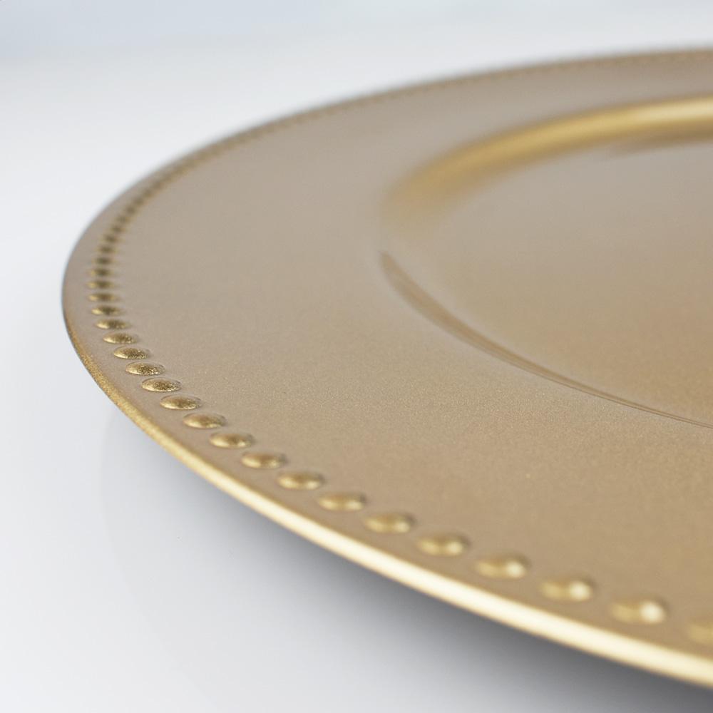  BULK PACK (6) | 13 Inch Gold Heavy Duty Wedding Charger Plate With Gold Beaded Rim - AsianImportStore.com - B2B Wholesale Lighting and Decor
