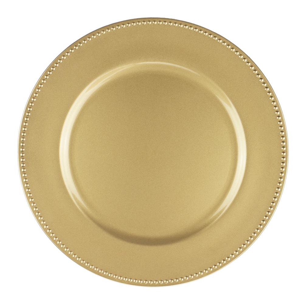  BULK PACK (6) | 13 Inch Gold Heavy Duty Wedding Charger Plate With Gold Beaded Rim - AsianImportStore.com - B2B Wholesale Lighting and Decor