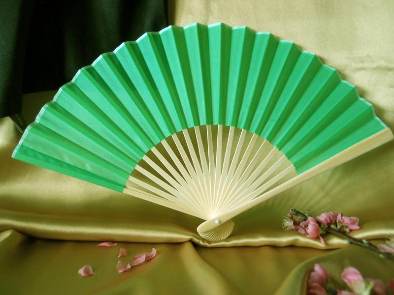 (Discontinued) (100 PACK) 9" Grass Greenery Silk Hand Fans for Weddings