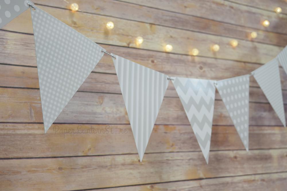 Gray / Grey Mix Pattern Triangle Flag Pennant Banner Decoration (11FT) - AsianImportStore.com - B2B Wholesale Lighting and Decor