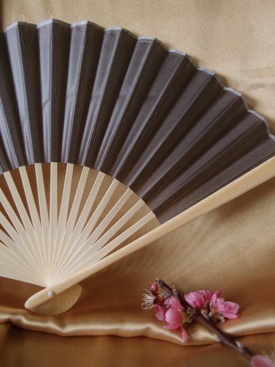 BULK PACK (50) 9" Gray / Grey Silk Hand Fans for Weddings - AsianImportStore.com - B2B Wholesale Lighting and Decor