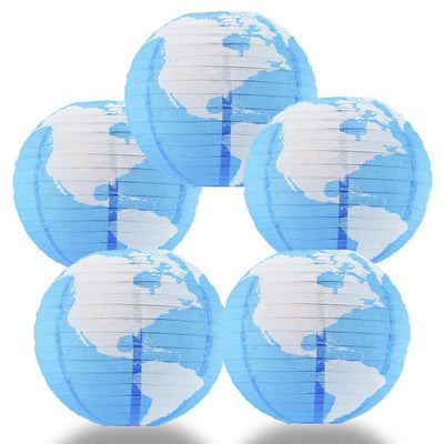 5 PACK | 14" Greater Detailed World Earth Globe Paper Lantern - AsianImportStore.com - B2B Wholesale Lighting and Decor