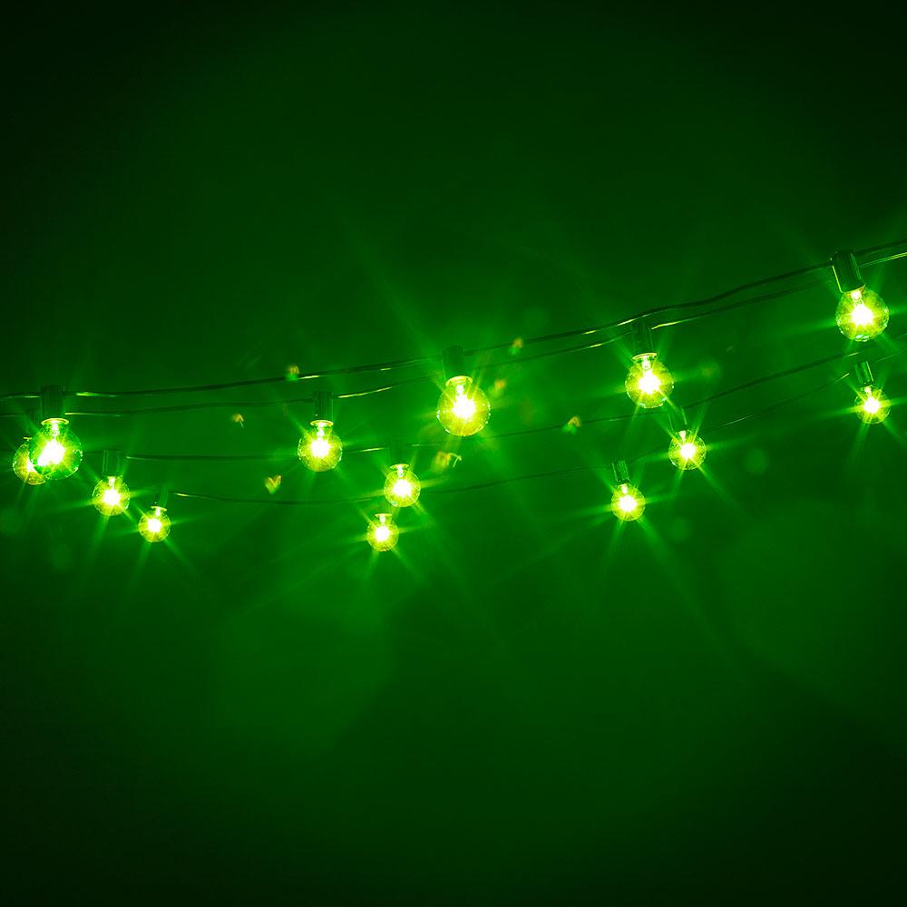  25 Socket Holiday Outdoor Patio String Light Set, G40 Green Globe Bulbs, 28 FT Black Cord - AsianImportStore.com - B2B Wholesale Lighting and Decor