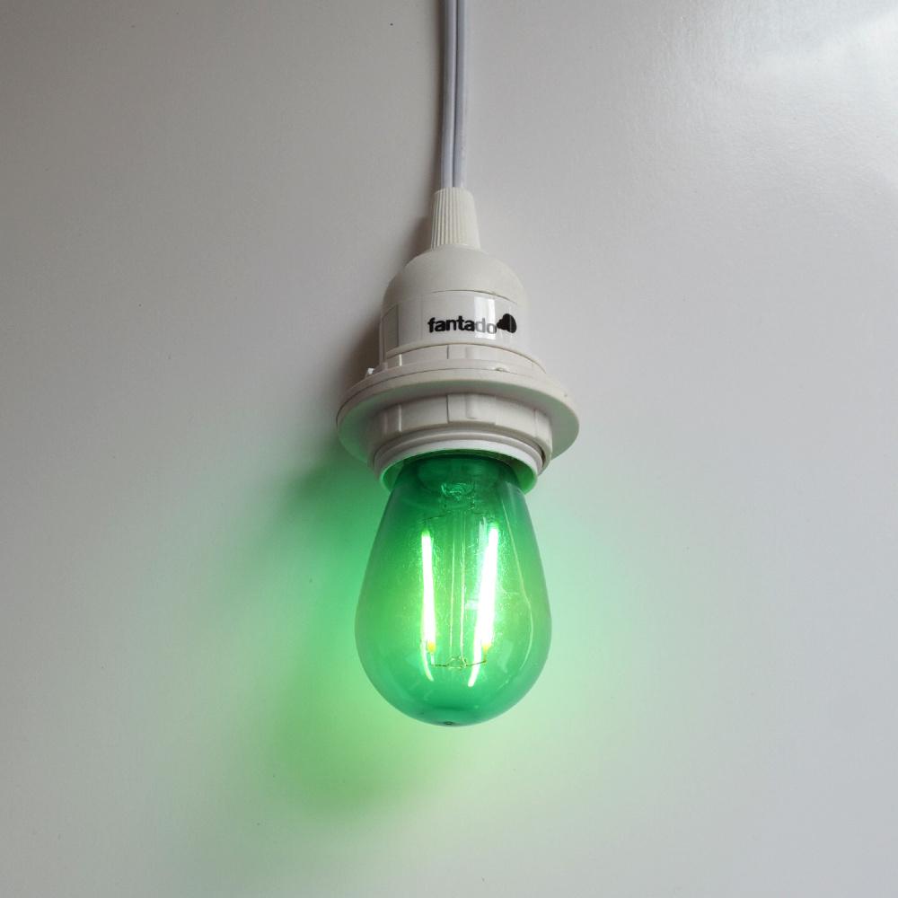 Green LED Filament S14 Shatterproof Energy Saving Color Light Bulb, Dimmable, 2W,  E26 Medium Base