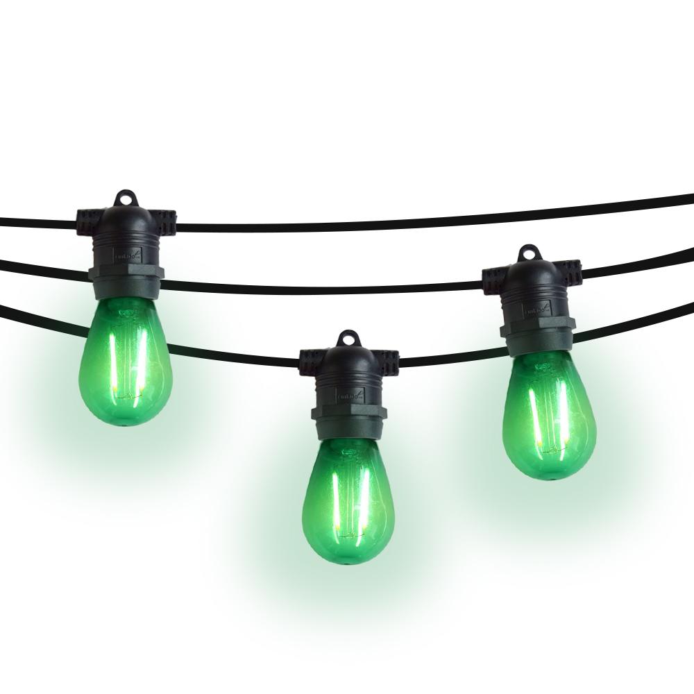 10 Socket Multi-Color Outdoor Commercial String Light Set, 21 FT Black Cord w/ 2-Watt Shatterproof LED Bulbs, Weatherproof SJTW