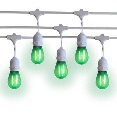 10 Suspended Multi-Color Outdoor Commercial String Light Set, 21 FT White Cord w/ 2-Watt Shatterproof LED Bulbs, Weatherproof SJTW