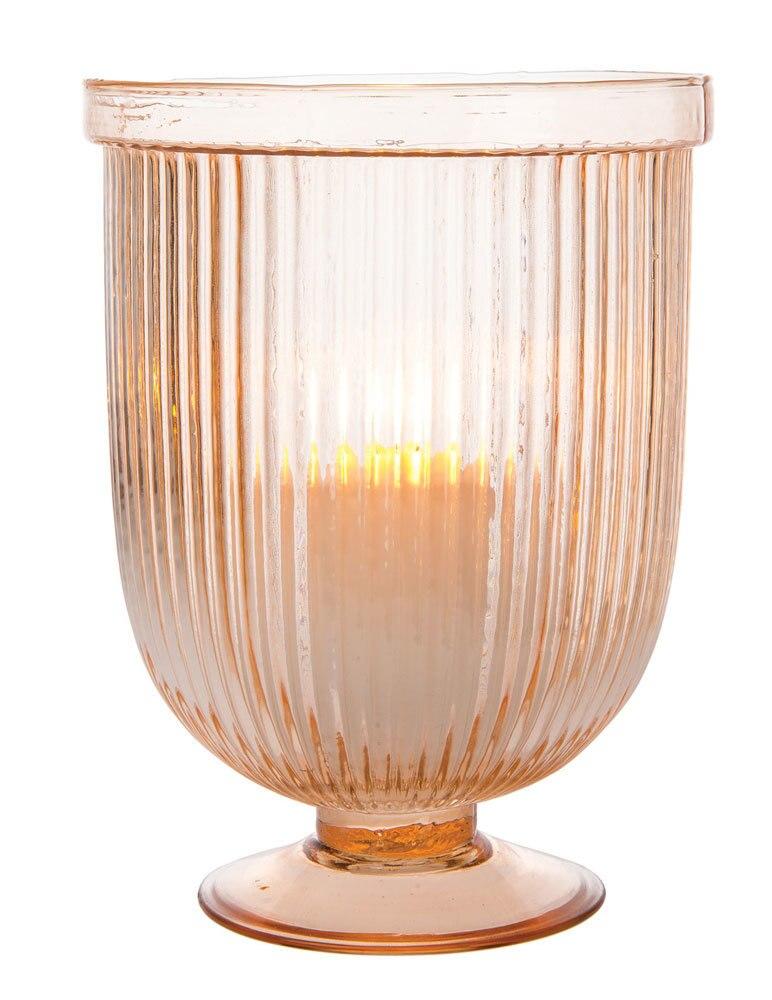  9" Large Fluted Vintage Pink Lynne Hurricane Candle Holder and Vase - AsianImportStore.com - B2B Wholesale Lighting and Decor