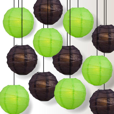 Halloween 12-Piece Black / Green Paper Lantern Party Pack Set, Assorted Hanging Decoration - AsianImportStore.com - B2B Wholesale Lighting and Decor