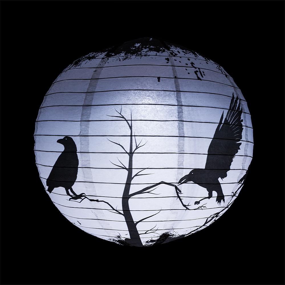 14" Halloween Crows Scary Black Birds Paper Lantern, Hanging Decoration - AsianImportStore.com - B2B Wholesale Lighting and Decor