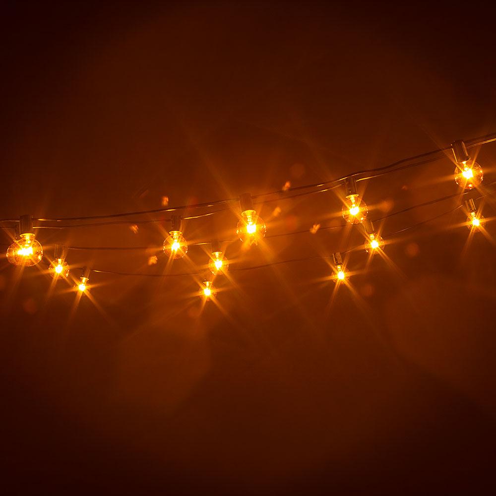 25 Socket Halloween Outdoor Patio String Light Set, G40 Orange Globe Bulbs, 28 FT Black Cord - AsianImportStore.com - B2B Wholesale Lighting and Decor